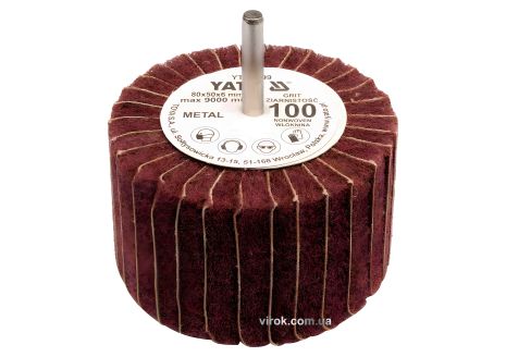 Круг шлифовальный лепестковый для дрели 80 x 50 x 6 мм К60, YaTo (YT-83398)