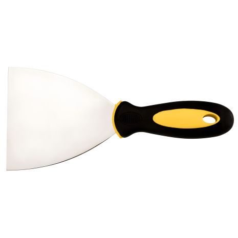 Широкий малярный шпатель 100 мм Topex 18B610, нержавеющее, полированное лезвие, двухкомпонентная рукоятка Широкий малярный шпатель 100 мм Topex 18B610, нержавеющее, полированное лезвие, двухкомпонентная рукоятка