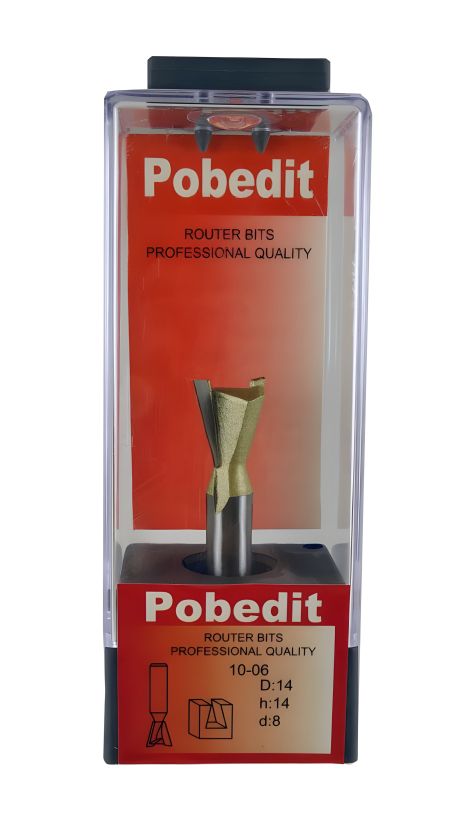 Пазовая фреза "Ласточкин хвост" D-14 мм, d-8 мм, Pobedit P-1006-08-14