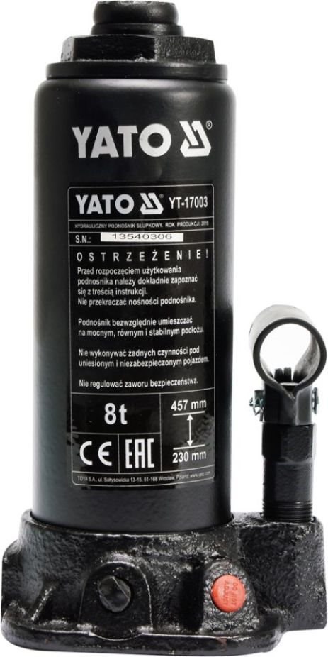 Гідравлічний домкрат для авто 8 тонн Yato YT-17003