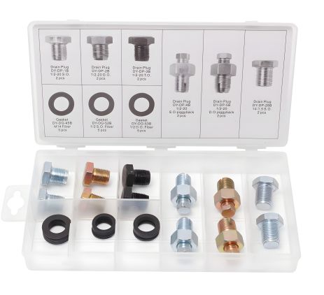 Набор маслосливных пробок с шайбами, 27 предметов в пластиковом органайзере FORSAGE F-01Z0253