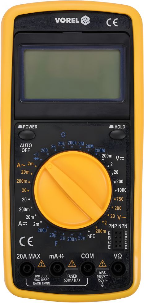 Цифровий мультиметр для вимірювання електрики з LCD-дисплеєм Vorel 81775