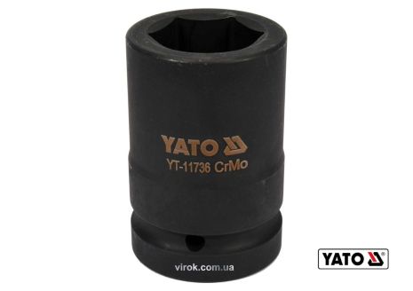 Головка торцева ударна квадрат 1" шестигранна 33мм L80мм CrMo Yato YT-11736 Головка торцева ударна квадрат 1" шестигранна 33мм L80мм CrMo Yato YT-11736