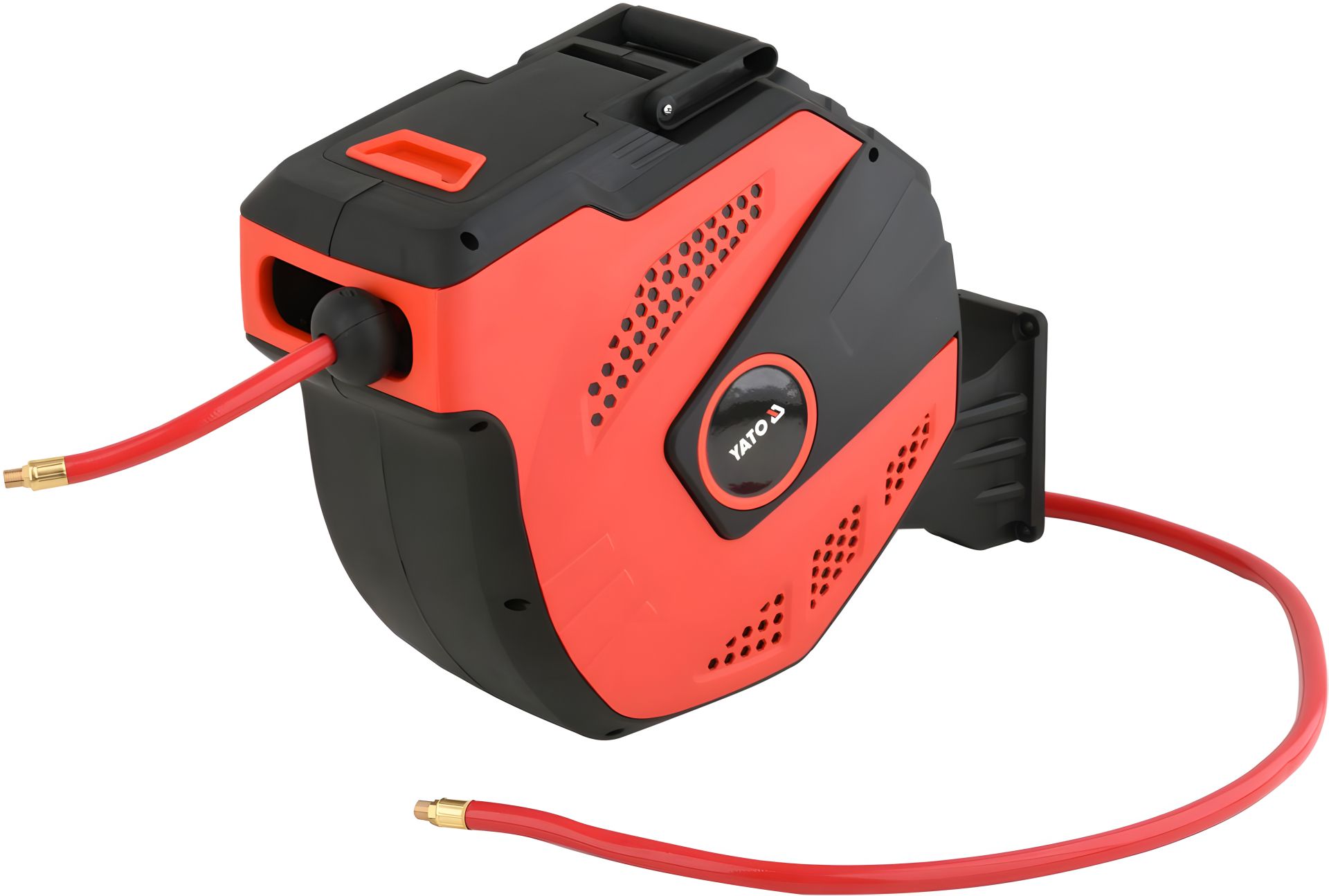 Пневматический шланг на катушке с автосматыванием, 12.5 мм, 15 м, Yato YT-24246 Пневматический шланг на катушке с автосматыванием, 12.5 мм, 15 м, Yato YT-24246