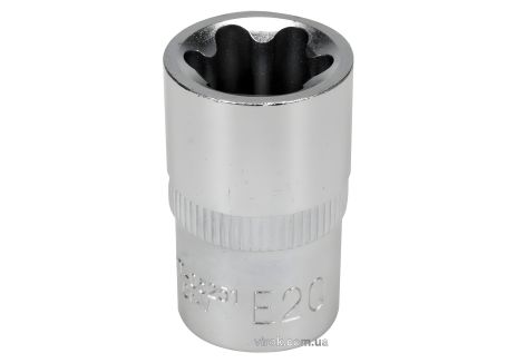Торцевая головка : "TORX" E20, квадрат - 1/2", CrV, DIN 2124 [Блистер] YaTo YT-05251