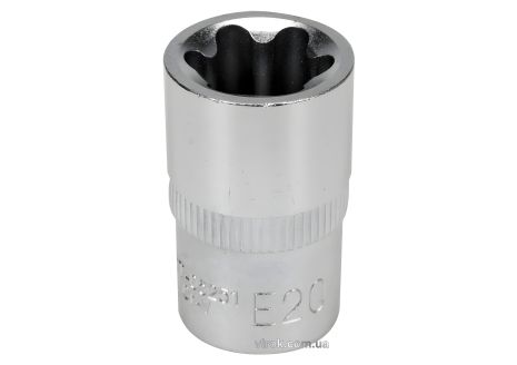 Торцевая головка : "TORX" E20, квадрат - 1/2", CrV, DIN 2124 [Блистер] YaTo YT-05251