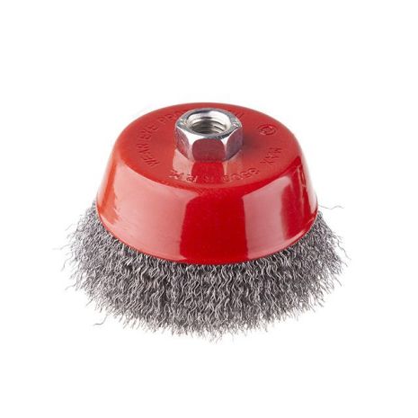 Щітка чашкова, 100 мм, M14, кручений дріт, для КШМ, 8500 об/хв INTERTOOL BT-1100 Щітка чашкова, 100 мм, M14, кручений дріт, для КШМ, 8500 об/хв INTERTOOL BT-1100