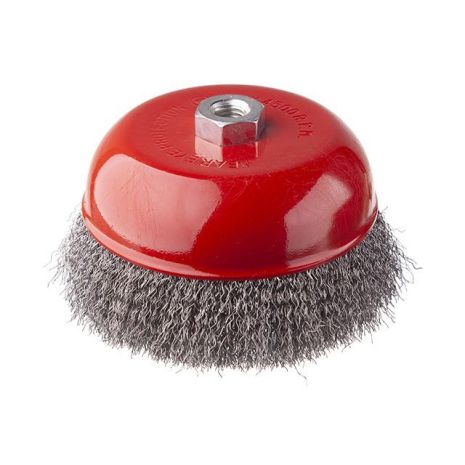 Щетка чашечная INTERTOOL BT-1150: 150 мм, М14, витая проволока, 4500 об/мин, для УШМ