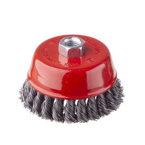 Щітка чашкова 100 мм, для КШМ, М14 (пучки крученого дроту) INTERTOOL BT-2100 Щітка чашкова 100 мм, для КШМ, М14 (пучки крученого дроту) INTERTOOL BT-2100