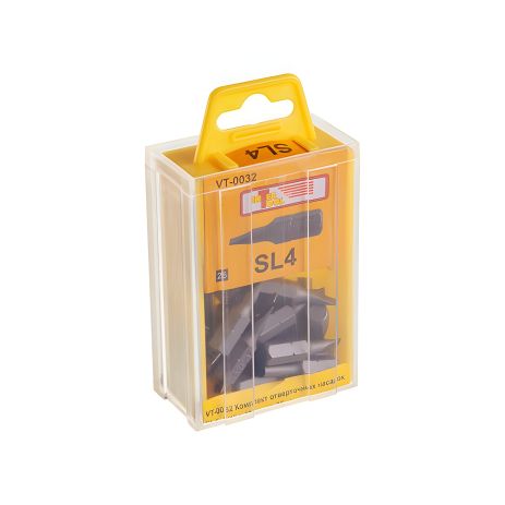 Комплект насадок для викруток SL4, 1/4", 25 мм, уп. 25 шт. INTERTOOL VT-0032