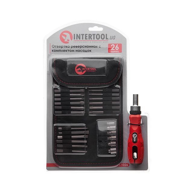 Викрутка реверсивна з комплектом насадок 26 од. INTERTOOL VT-1026 Викрутка реверсивна з комплектом насадок 26 од. INTERTOOL VT-1026