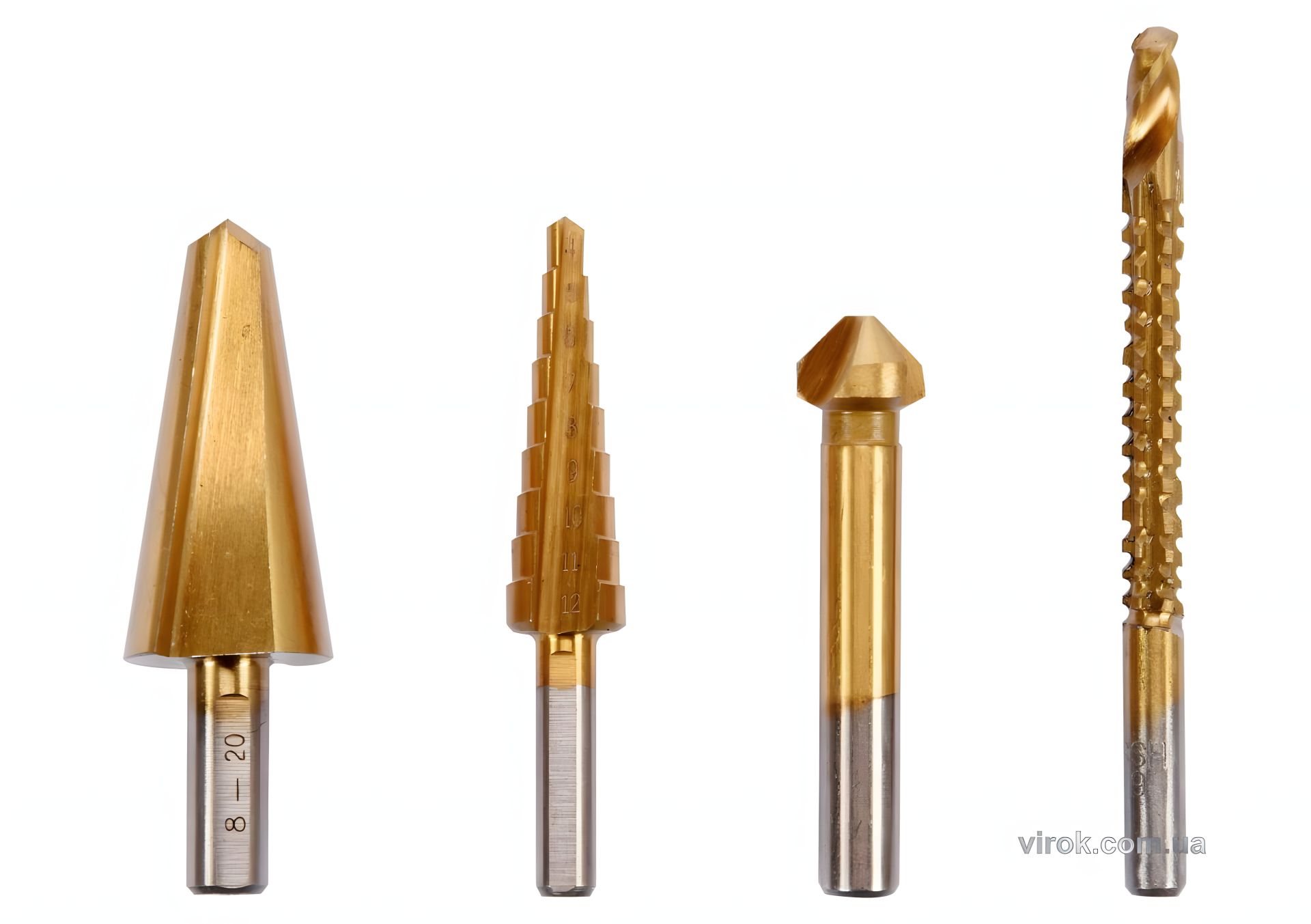 Свердла універсальні різновидні по металу STHOR 8-20 мм 4-12 мм 12.4 мм 6 х 90 мм HSS 4241 4 шт Vorel 22640 - Набір свердел Свердла універсальні різновидні по металу STHOR 8-20 мм 4-12 мм 12.4 мм 6 х 90 мм HSS 4241 4 шт Vorel 22640 - Набір свердел