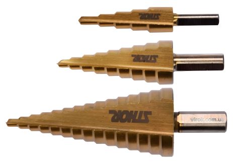 Набор конусных ступенчатых сверл по металлу STHOR 4-32 мм HSS 4241 3 шт Vorel 22616 Набор конусных ступенчатых сверл по металлу STHOR 4-32 мм HSS 4241 3 шт Vorel 22616