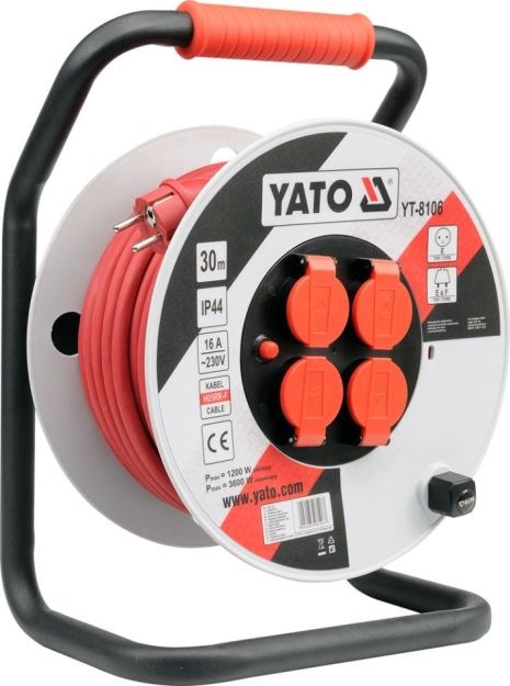 Удлинитель на катушке с заземлением 50 метров 3х2,5 мм² Yato YT-8108 Удлинитель на катушке с заземлением 50 метров 3х2,5 мм² Yato YT-8108