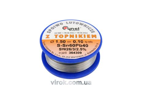 Припій із флюсом Sn60-Pb40 дротяний 1.5 мм 100 г Vorel 76814