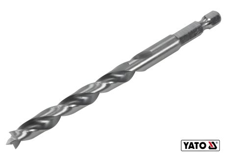Спиральное сверло по дереву Ø8 x 90/55 мм, HEX 1/4", HSS 4241, Yato YT-33865