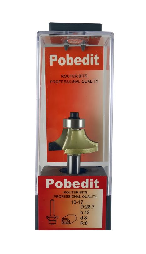 Кромочная калевочная фреза D-28,7 мм, R-8 мм, d-8 мм, Pobedit P-1017-08-08 Кромочная калевочная фреза D-28,7 мм, R-8 мм, d-8 мм, Pobedit P-1017-08-08