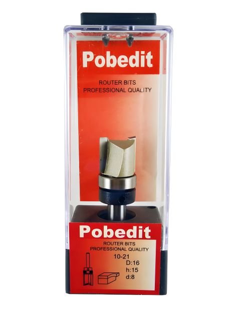 Фреза обкаточная прямая двухножевая с верхним подшипником D-16 мм, d-8 мм Pobedit P-1021-08-1615