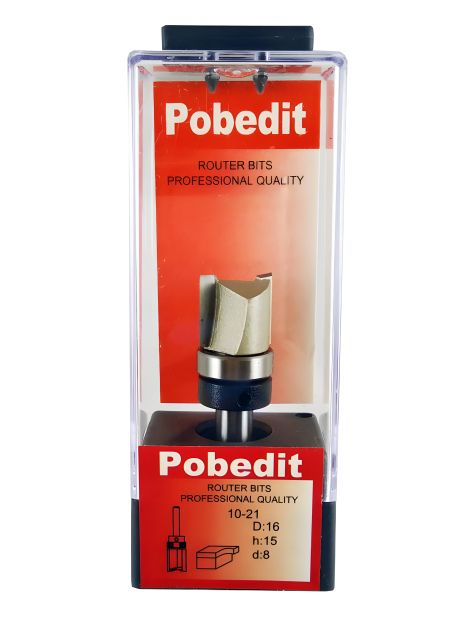 Прямая двухножевая фреза с верхним подшипником D-16 мм, d-8 мм Pobedit P-1021-08-1615