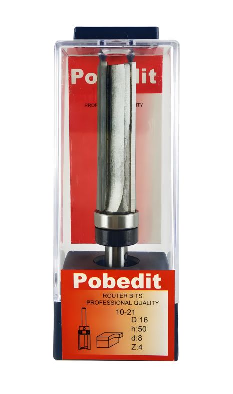 Четырехножевая обкаточная фреза с верхним подшипником D-16 мм, d-8 мм Pobedit P-1021-08-1650z4 Четырехножевая обкаточная фреза с верхним подшипником D-16 мм, d-8 мм Pobedit P-1021-08-1650z4