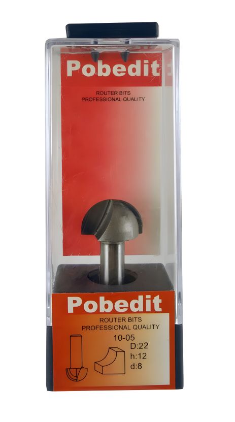 Галтельная фреза для дерева D-22 мм, d-8 мм Pobedit P-1005-08-22