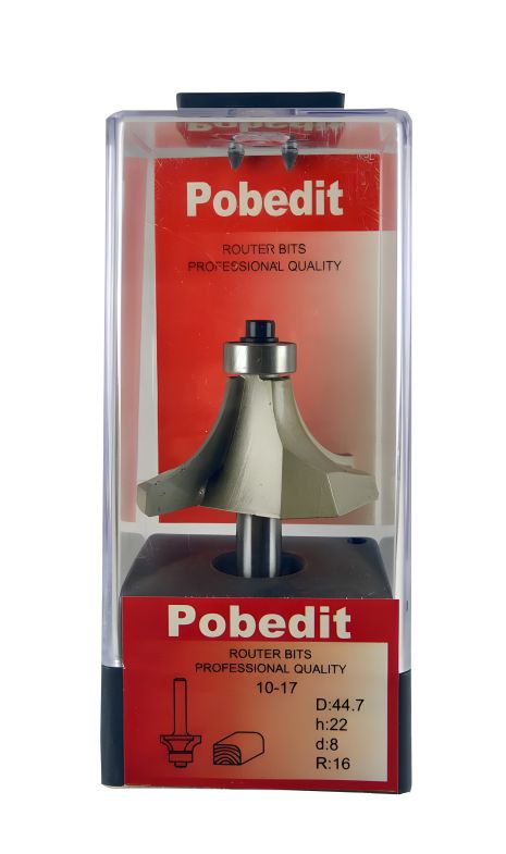 Калевочная кромочная фреза D-44.7 мм, R-16 мм, d-8 мм Pobedit P-1017-08-16 Калевочная кромочная фреза D-44.7 мм, R-16 мм, d-8 мм Pobedit P-1017-08-16