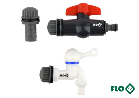 Пластикові вентилі для збірного бака дощової води Ø3/4" 3 шт FLO Vorel 89081