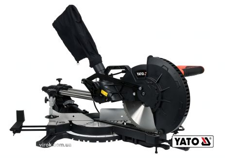 Торцовочная пила по дереву и металлу с лазером и протяжкой 1.8 кВт диск 255 x 25.4 мм YaTo YT-82174