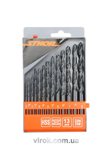 Набір 13 шт свердл по металу 2-8 мм Vorel 22180 STHOR HSS
