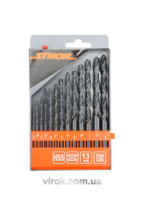 Набір 13 шт свердл по металу 2-8 мм Vorel 22180 STHOR HSS