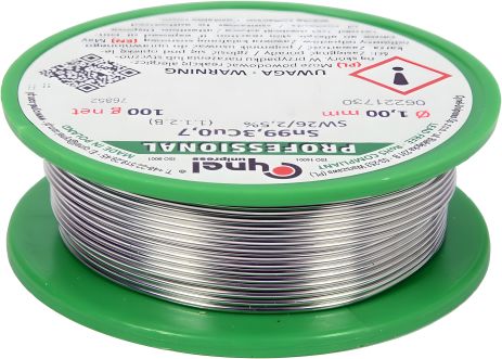 Безсвинцовый припой CYNEL Ø1 мм, Sn99,3-Cu0,7, с флюсом на катушке 100 г Vorel 76852 Безсвинцовый припой CYNEL Ø1 мм, Sn99,3-Cu0,7, с флюсом на катушке 100 г Vorel 76852