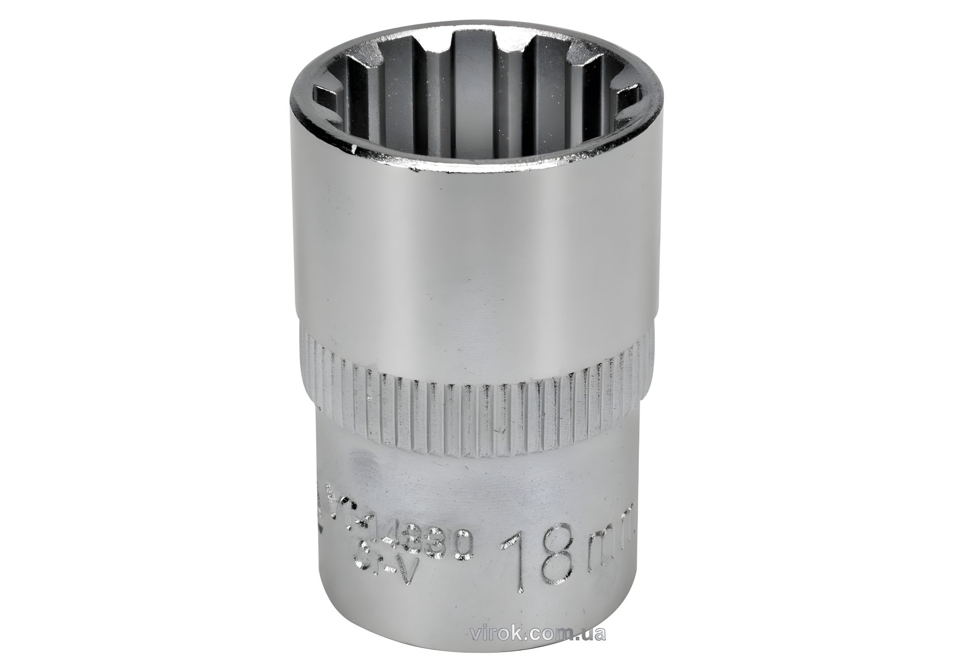 Торцева головка "Spline" квадрат 1/2", M18, довжина 38 мм, CrV, YaTo YT-14830 Торцева головка "Spline" квадрат 1/2", M18, довжина 38 мм, CrV, YaTo YT-14830