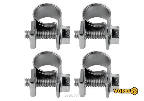 Оцинкованный стальной хомут с винтовым зажимом W1 Ø12-14/9 мм, 4 шт, Vorel 73782