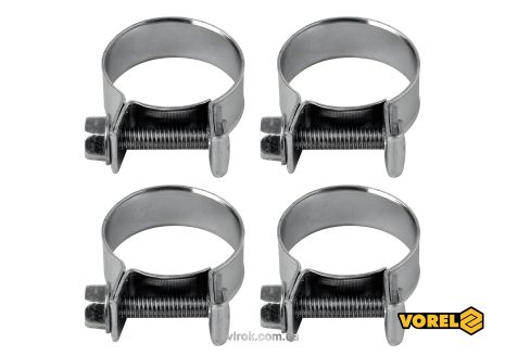 Сталевий оцинкований хомут з гвинтовим затиском W1 Ø20-22/9 мм 4 шт Vorel 73786 Сталевий оцинкований хомут з гвинтовим затиском W1 Ø20-22/9 мм 4 шт Vorel 73786