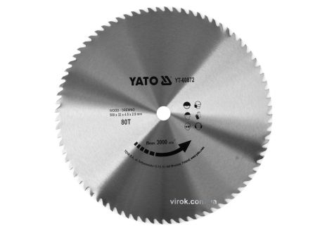 Диск пильний по дереву: 500x32x4.5 мм, 80 зубів, R. P. M до 3000 1/хв YaTo YT-60872