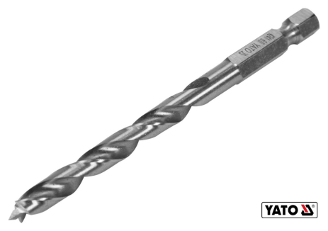 Сверло по дереву спиральное Ø6 x 90/55 мм HEX 1/4" HSS 4241 Yato YT-33863