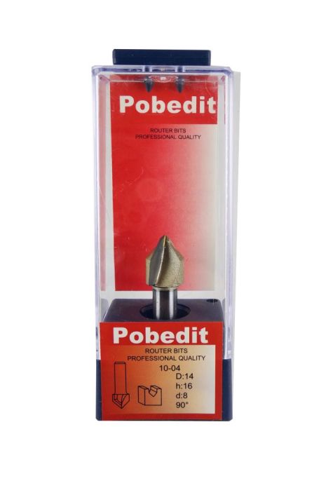 Пазова фреза галтельна V-подібна, D-14 мм, d-8 мм, 90° Pobedit P-1004-08-90-14