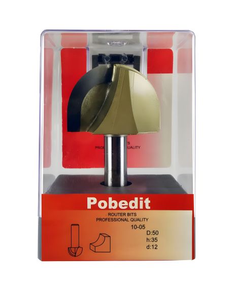 Полукруглая галтельная фреза по дереву D-50 мм, d-12 мм Pobedit P-1005-12-50