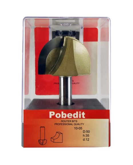 Полукруглая галтельная фреза по дереву D-50 мм, d-12 мм Pobedit P-1005-12-50