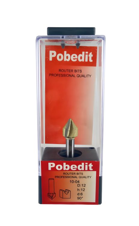 P-1004-06-90-12 пазова галтельна фреза V-подібна D-12 мм, d-6 мм, 90° Pobedit