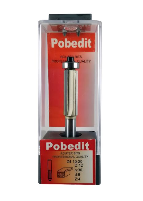 Обкаточная фреза прямая четырехножевая с нижним подшипником D-12 мм, d-8 мм Pobedit P-1020-08z4-1230 Обкаточная фреза прямая четырехножевая с нижним подшипником D-12 мм, d-8 мм Pobedit P-1020-08z4-1230