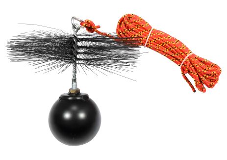 Набір для чищення димарів: шнур Ø= 8 мм, l= 10 м; йорж Ø= 250 мм; гиря - 2.5 кг Vorel 73035