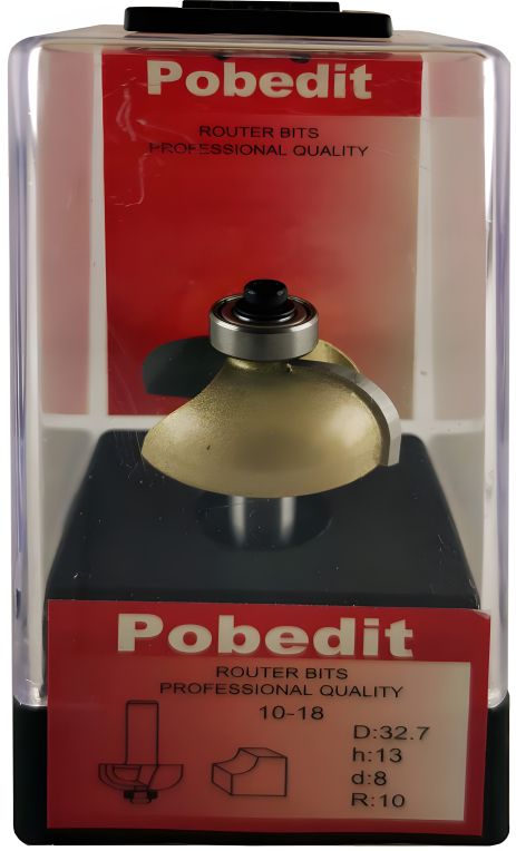 Кромкова фреза зворотна радіусна з підшипником D-32.7 мм, R-10 мм, d-8 мм Pobedit P-1018-08-10 Кромкова фреза зворотна радіусна з підшипником D-32.7 мм, R-10 мм, d-8 мм Pobedit P-1018-08-10
