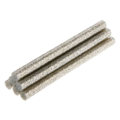 Клеевые стержни 8 x 100 мм, 6 шт., с блестками, серебряные, Topex 42E182
