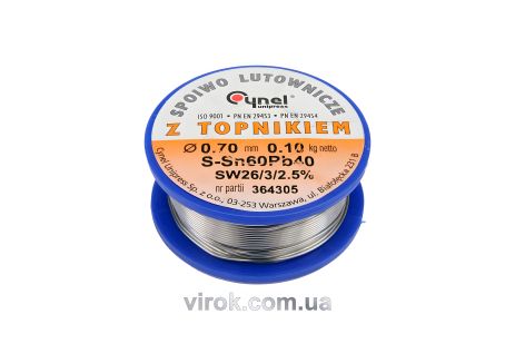 Припой с флюсом Sn60-Pb40 проволочный, 0.7 мм, 100 г, Vorel 76806 Припой с флюсом Sn60-Pb40 проволочный, 0.7 мм, 100 г, Vorel 76806