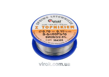 Припій із флюсом Sn60-Pb40 дротяний 0.7 мм 100 г Vorel 76806