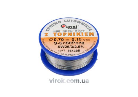 Припій із флюсом Sn60-Pb40 дротяний 0.7 мм 100 г Vorel 76806