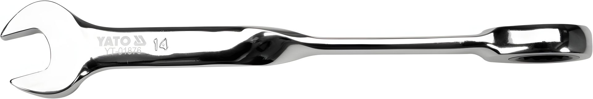 Ріжково-накидний ключ з тріскачкою 14 x 192 мм HRC 40-45 Cr-V Yato YT-01876 Ріжково-накидний ключ з тріскачкою 14 x 192 мм HRC 40-45 Cr-V Yato YT-01876