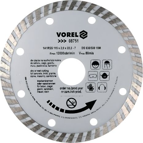 Відрізний алмазний диск "TURBO" 115 мм Vorel 08751 Відрізний алмазний диск "TURBO" 115 мм Vorel 08751