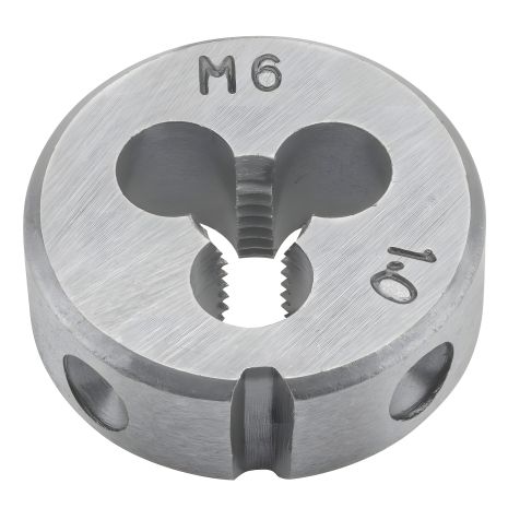 Плашка М6, 25 x 9 мм, вольфрамовая сталь, в пластиковой коробочке, DIN233 Topex 14A306 Плашка М6, 25 x 9 мм, вольфрамовая сталь, в пластиковой коробочке, DIN233 Topex 14A306